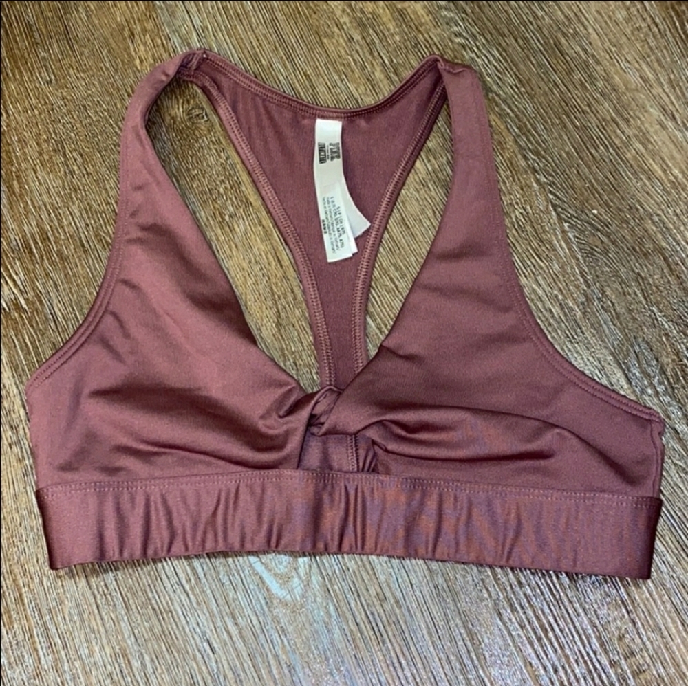 PINK VS TWIST FRONT LIGHTLY LINED SPORTS BRA/SWIM